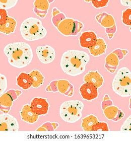 Hand-drawn food seamless pattern in vector