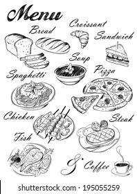 hand-drawn food set