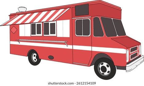 Hand-drawn food truck with playful colors, great for food-related designs, branding, festivals, or web use. Clean, isolated layout for easy editing and integration