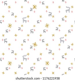 Hand-drawn forest silhouettes seamless pattern.