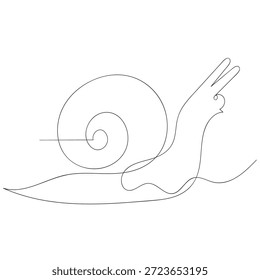  Un caracol de bosque dibujado a mano. Un caracol de arbusto con un dibujo de línea continua de concha redondeada