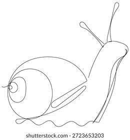  Un caracol de bosque dibujado a mano. Un caracol de arbusto con un dibujo de línea continua de concha redondeada