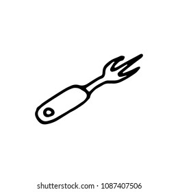 Handdrawn fork doodle icon. Hand drawn black sketch. Sign symbol. Decoration element. White background. Isolated. Flat design. Vector cartoon illustration.