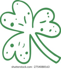 Hand-drawn four-leaf clover doodle icon isolated on a white background