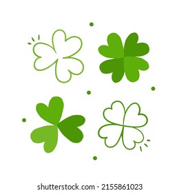 Hand-drawn four-leaf clover. hand drawing. Vector.