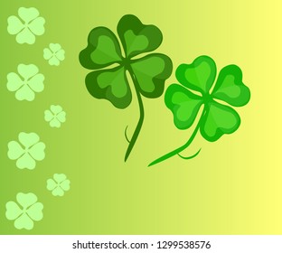 Hand-drawn four-leaf clover luck symbol on yellow-green background