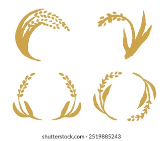 Hand-drawn frame illustration of rice