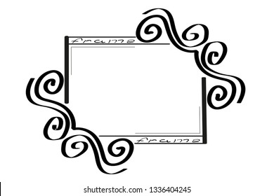 hand-drawn frame made in black with patterns.suitable for card design, wedding invitation and more.