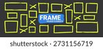 Hand-drawn frame with marker lines and rough sketch borders. Vector rectangular box with doodle strokes, perfect for artistic design templates. Vector illustration.