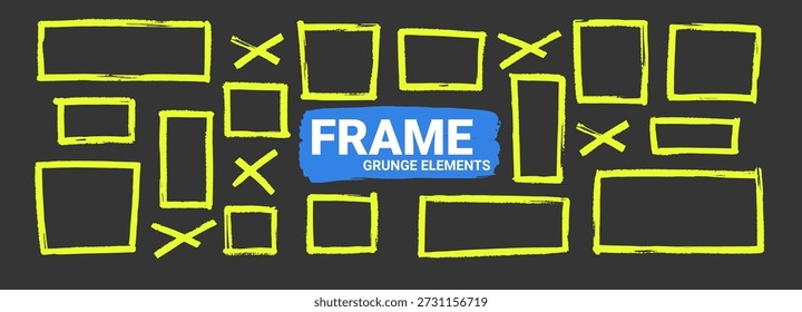 Hand-drawn frame with marker lines and rough sketch borders. Vector rectangular box with doodle strokes, perfect for artistic design templates. Vector illustration.