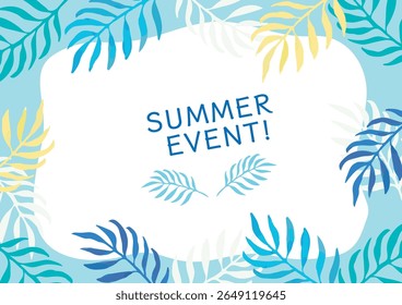 Material de marco dibujado a mano de plantas tropicales de verano Evento Anuncio