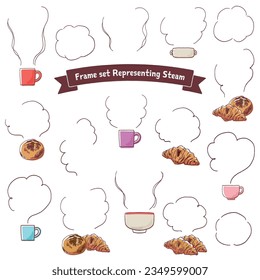 Hand-drawn Frame Set Representing Steam. 