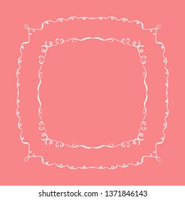 hand-drawn frame set. vector illustration on pink background