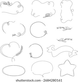 Conjunto de bolhas de fala com moldura desenhada à mão