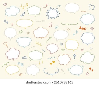Hand-drawn frames, hand-drawn letters, arrows, set, illustration, vector, variations, decoration, frame, line