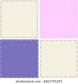 Hand-drawn frames with marker pen, vector illustration, dashed and dotted line. Delicate frame, decoration of invitations, publications, tickets. Pastel colors, divider set design collection.