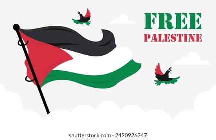 Hand-drawn free Palestine's lives matter. Concept of Freedom and Peace Illustration.