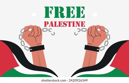 Hand-drawn free Palestine's lives matter. Concept of Freedom and Peace Illustration.