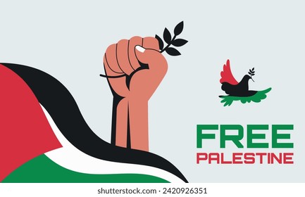 Hand-drawn free Palestine's lives matter. Concept of Freedom and Peace Illustration.