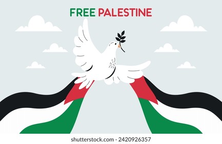 Hand-drawn free Palestine's lives matter. Concept of Freedom and Peace Illustration.