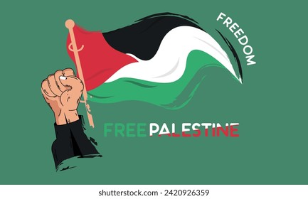 Hand-drawn free Palestine's lives matter. Concept of Freedom and Peace Illustration.