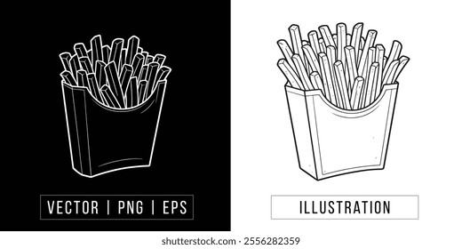 Hand-Drawn French Fries Sketch Illustration - Vector, PNG Download