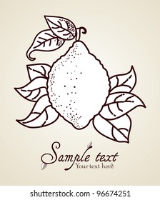 Hand-drawn fruit icon with text