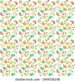 Hand-drawn fruits. Harvest doodles, citrus fruits, apples, natural vegan sweet summer fruits. Tropical organic fruits, delicious kitchen food. Set of vector illustrations of isolated signs, pattern