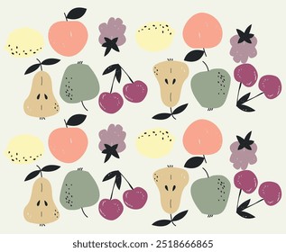 hand-drawn fruits seamless children's girly drawing