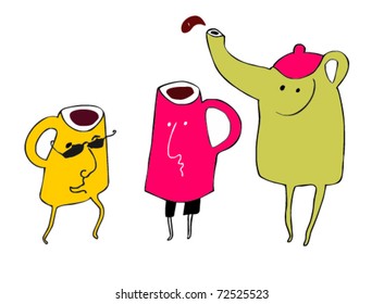 hand-drawn fun tea party