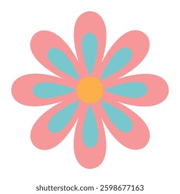 Hand-Drawn Funky Retro Flowers Groovy Vintage Style
