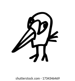 Hand-drawn funny cartoon chick. Sketch. Doodle. Vector illustration