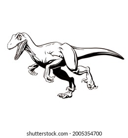 Hand-drawn funny raptor for tattoo, print, design and logo. Vector illustration.