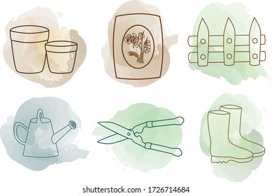 Handdrawn Garden Set. This is a Handdrawn Garden Set Vector. all of this object or assets is separated and ready to editable.