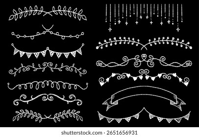 Hand-drawn Garland and Decorative Line Elements (monochrome)