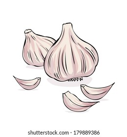 Hand-drawn garlic seamless pattern