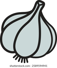 Hand-drawn garlic vector icon ideal for culinary, organic, and farm-themed designs.