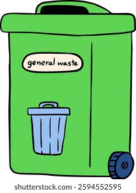 Handdrawn General waste bin illistration