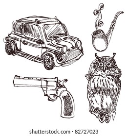 Hand-drawn gentleman stuff collection