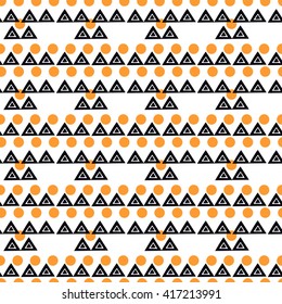 Hand-drawn geometric abstract pattern. Seamless pattern can be used for textile, wallpaper, wrapping paper, web