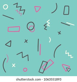 Handdrawn Geometric Memphis Style Pattern