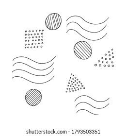 Hand-drawn geometric shapes memphis pattern.