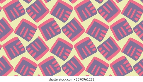 Hand-drawn geometric squares pattern. Playful, modern, and colorful design for contemporary projects