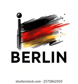 Hand-Drawn Germany Flag Logo with Bold Berlin Text