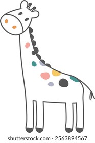 Handdrawn Giraffe Lined Vector Illustration