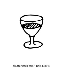 Handdrawn glass doodle icon. Hand drawn black sketch. Sign symbol. Decoration element. White background. Isolated. Flat design. Vector illustration.
