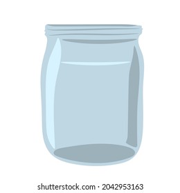Hand-drawn  Glass jar. Empty clear glass container isolated on white background.  Vector illustration