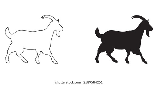 Hand-Drawn Goat Silhouette - Minimalist Goat Vector for Logos
