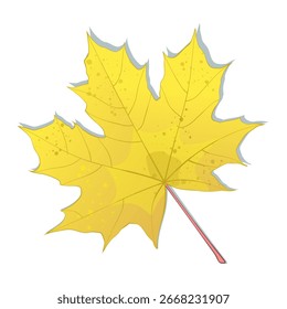 Handgezeichnetes goldenes Herbstapelblatt einzeln auf weißem Hintergrund. Flache und linienförmige Vektorgrafik.