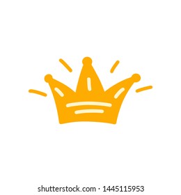 Hand-drawn gold king (queen) crown isolated on white background. Vector illustration